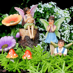 Fairy Garden Flower Stump Set 2
