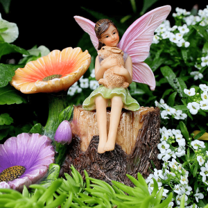 Fairy Garden Flower Stump Set 4