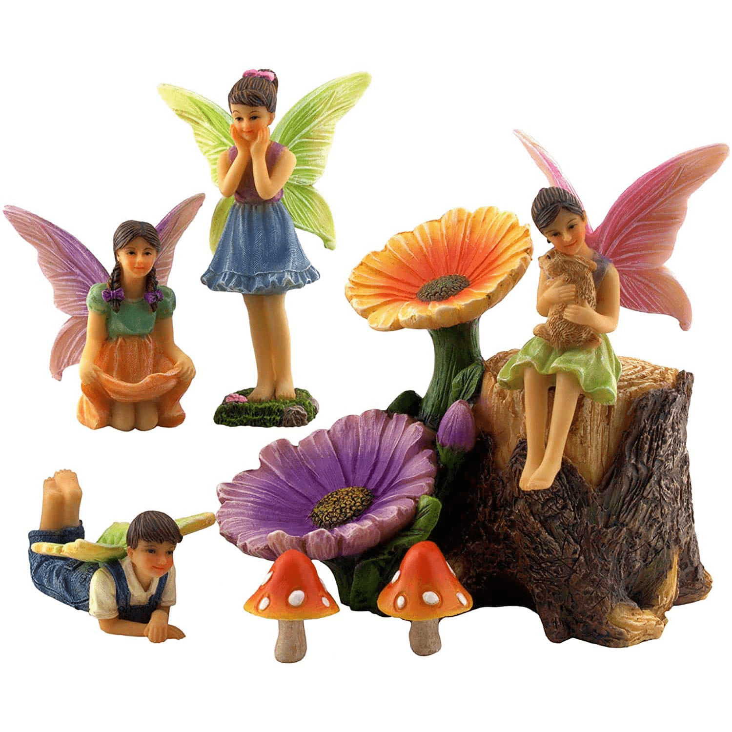Fairy Garden Flower Stump Set